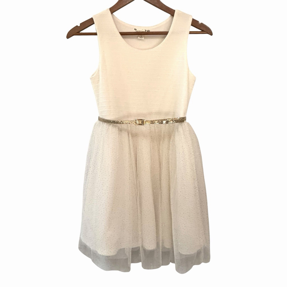 Knitworks Girls 12 White Ivory Glitter Tulle Dress Princess‎ Ballerina Party